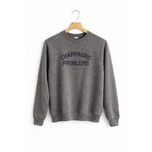 Champagne Problems Graphic Sweatshirt Womens Cozy Aesthetic Minimalist Size S